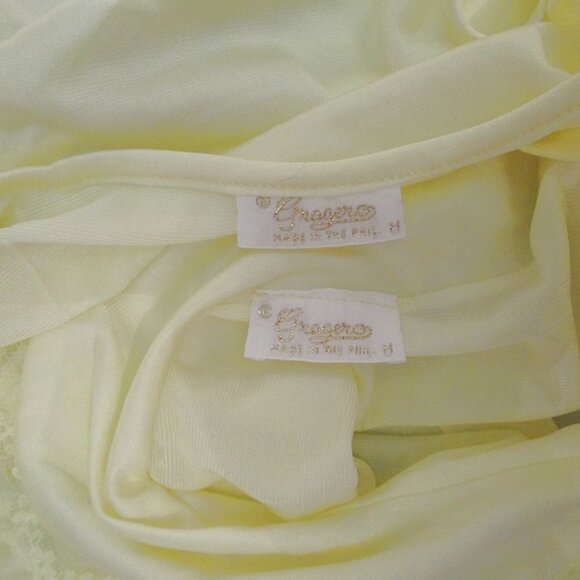 Vtg Nightgown & Robe Peignoir Set Size M Satin 2 Piece Lace Embroidered 60s - Picture 4 of 12